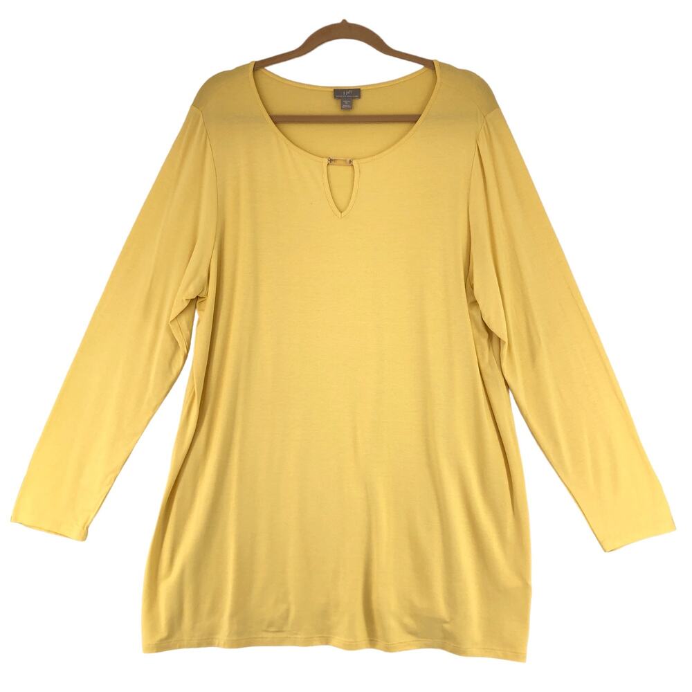 J Jill Wearever Womens Size XL Keyhole Tunic Top Yellow Jersey Knit Stretch